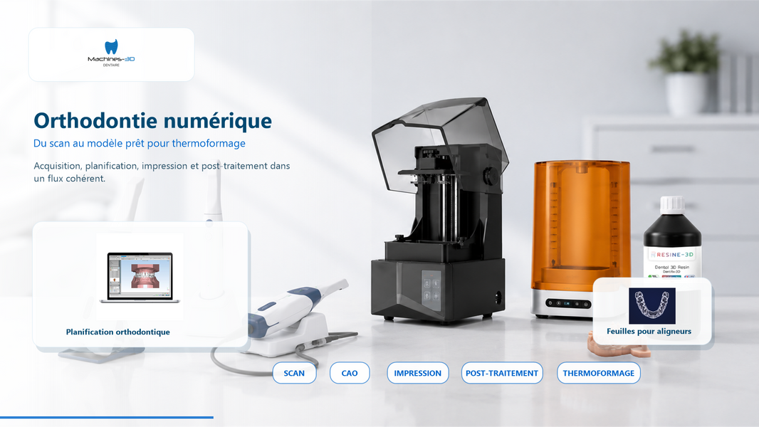 Workflow orthodontique numérique : scan, impression 3D dentaire et post-traitement