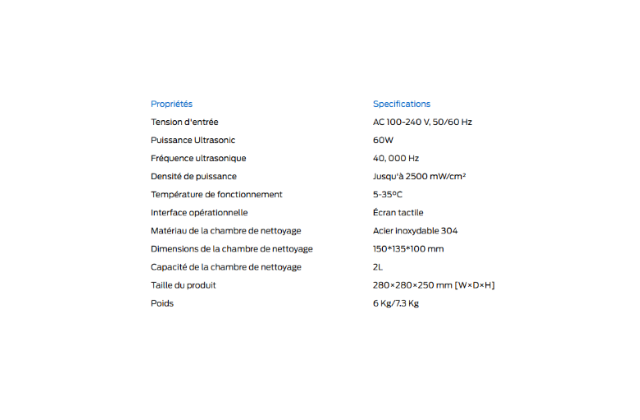 SPÉCIFICATIONS TECHNIQUES