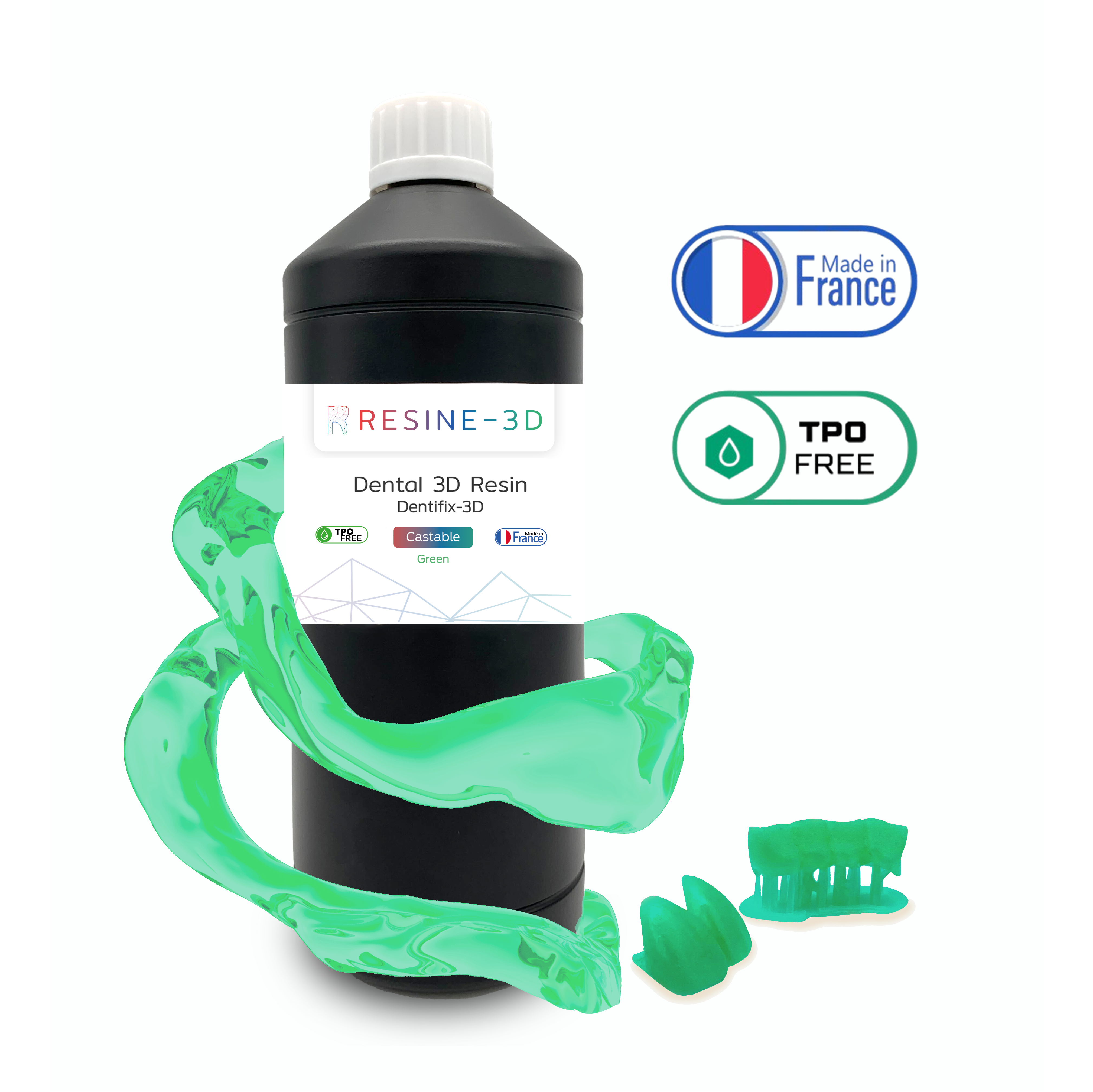Résine 3D Dentaire Dentifix-3D Castable Verte (1Kg)