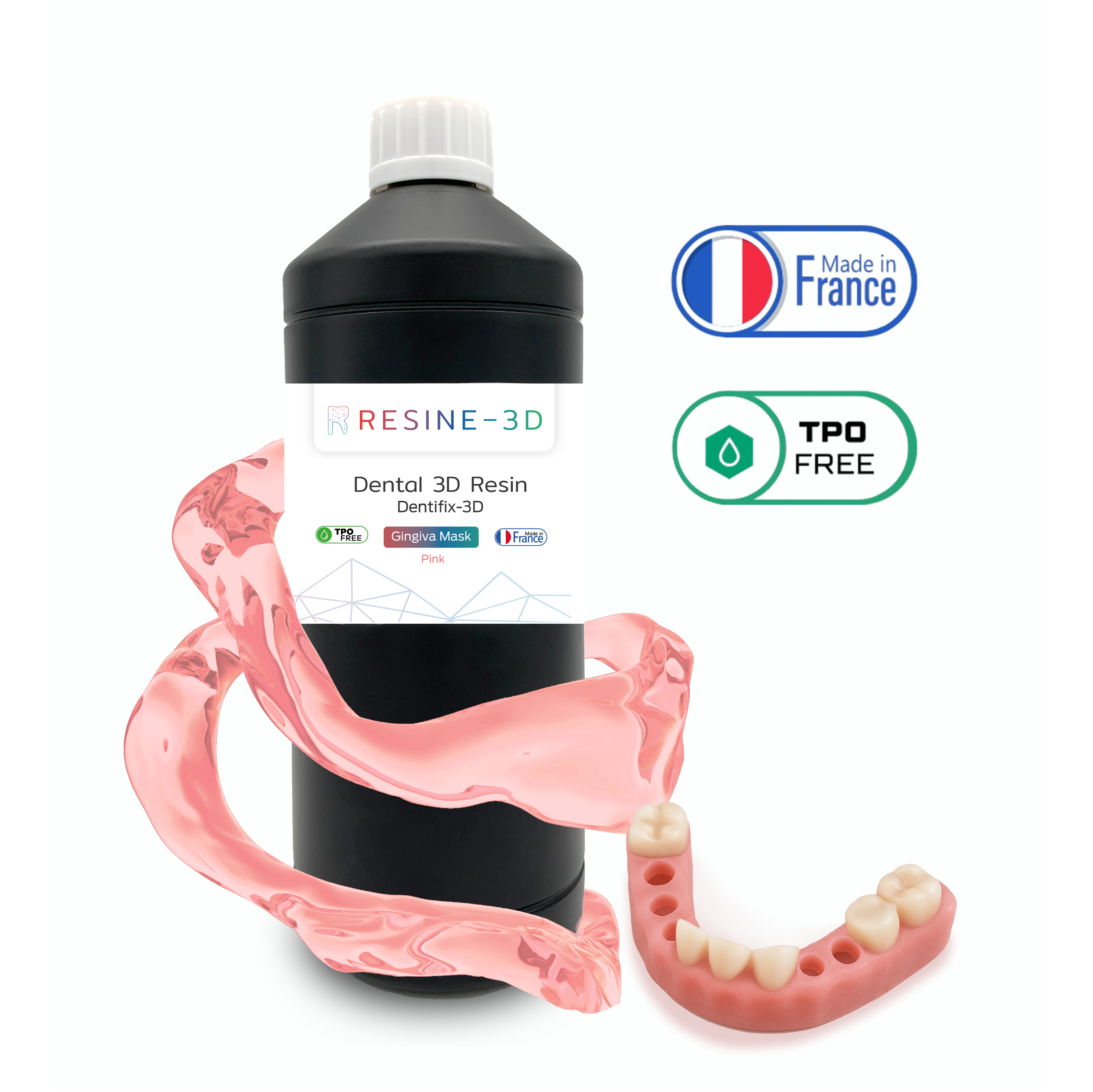 Résine-3D Dentaire Dentifix-3D Gingiva Mask Rose (500 g ou 1 kg)